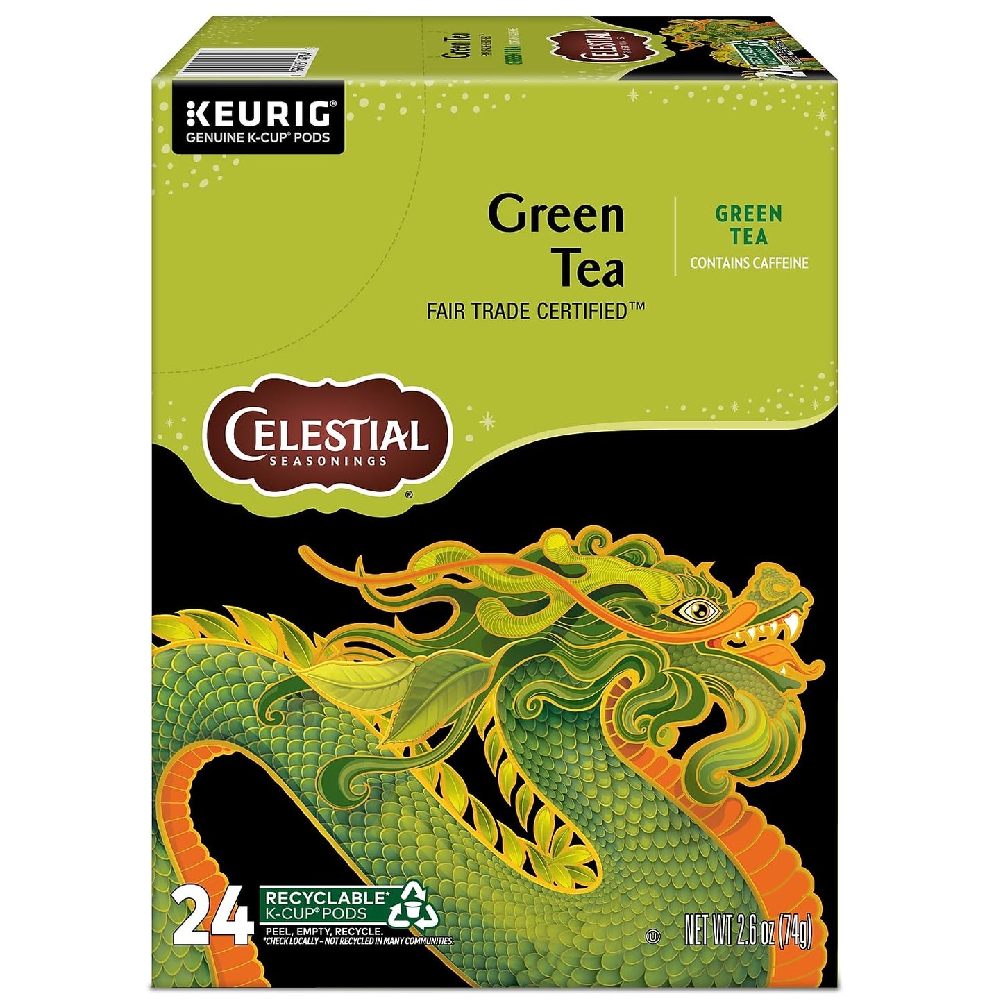 Celestial Seasonings Authentic Green Tea, K-Cup Portion Pack for Keurig K-Cup Brewers, 24-Count