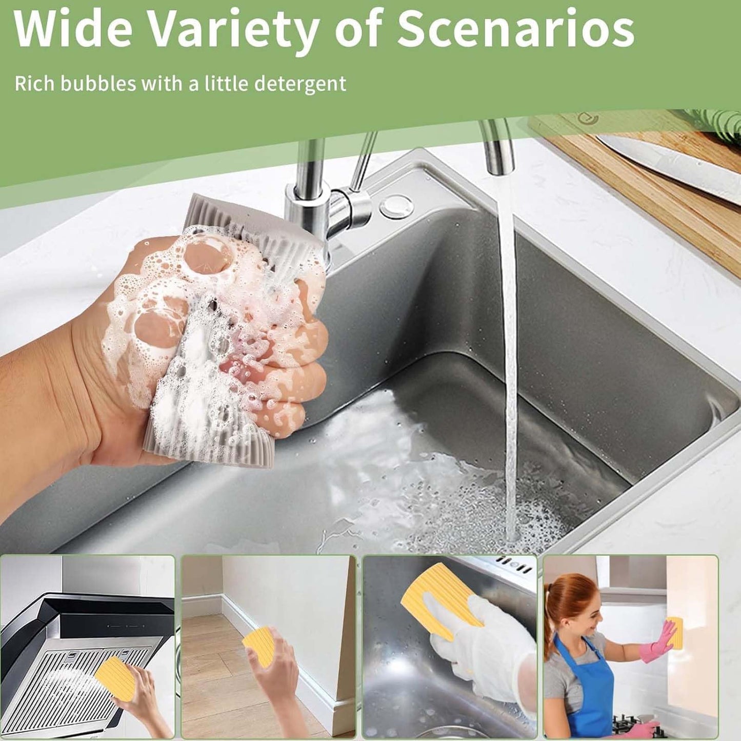 Damp Clean Duster Sponge 4 Pack,Magic Sponges Eraser Baseboard Cleaner Tool,Reusable Household Cleaning Sponge for Blinds, Glass, Railings, Mirrors