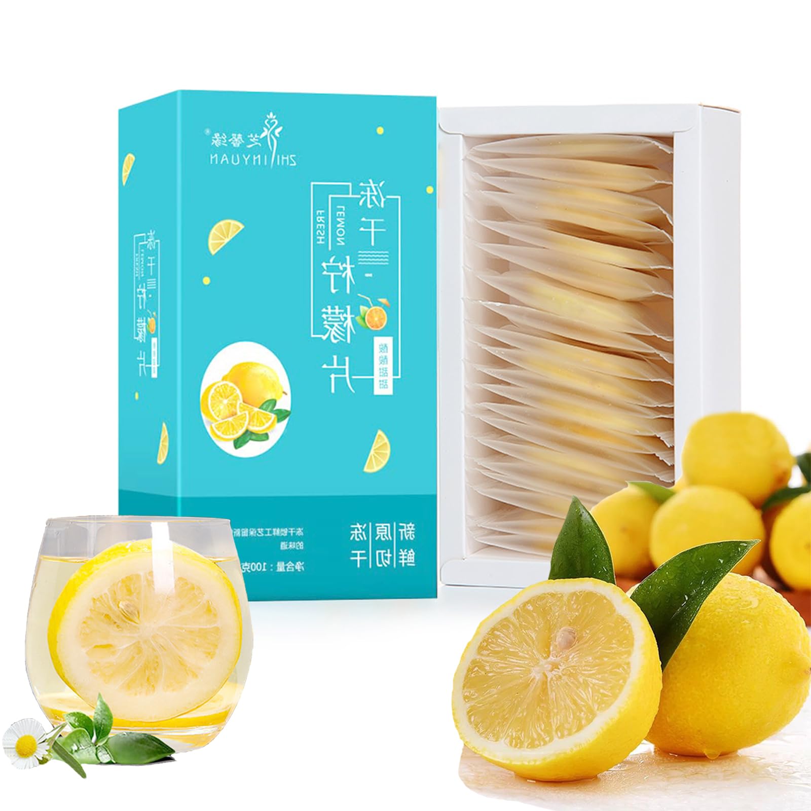 Freeze-dried lemon slices, Chinese Flora Herbal Tea Supplement, fruit tea Soak water herbal tea, Fruits Snacks Chunks, individual package, 3.52oz