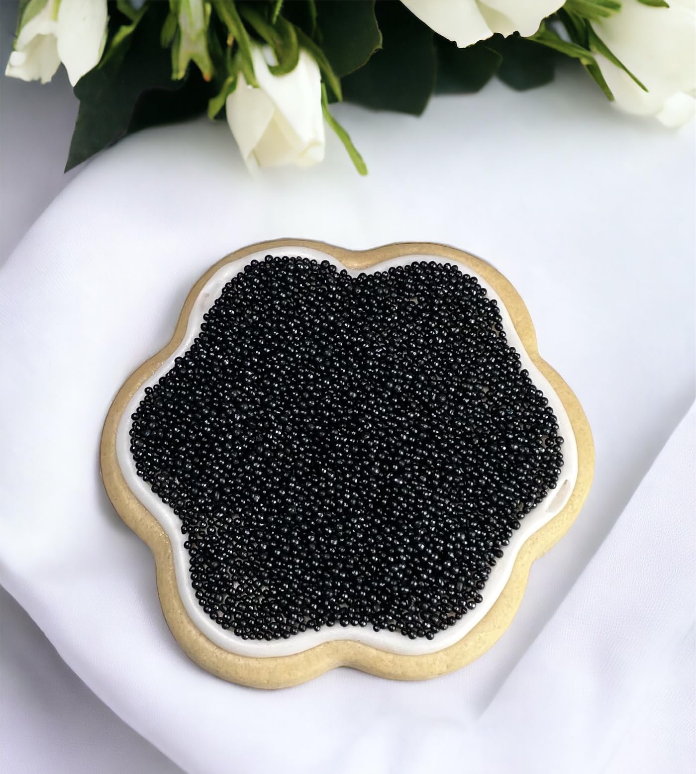 BLACK NONPAREILS- Dairy Free, Gluten Free, Egg Free, Vegan, Soy Free, Nuts Free, Kosher, Cookies, Decorating and Baking, Cake Sprinkles, Toppings