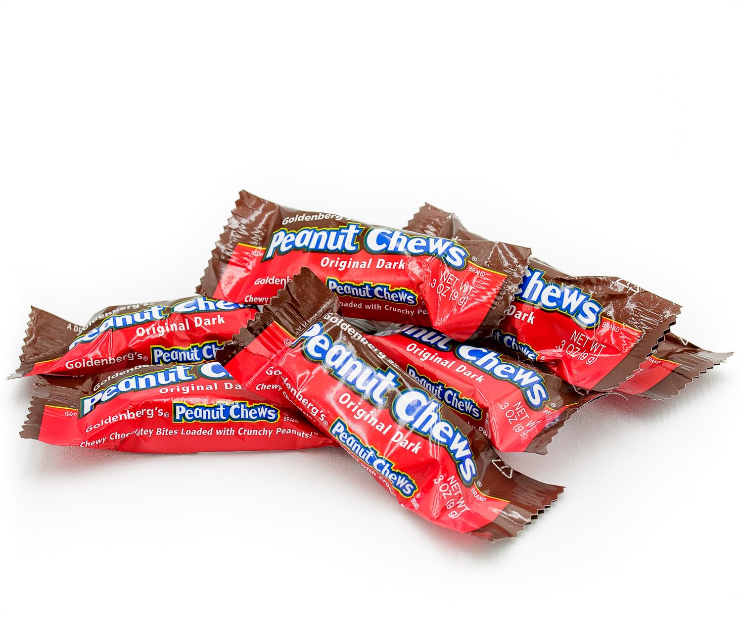 PEANUT CHEWS ORIGINAL DARK Candy Bars 1 lb - Bulk Bag, Peanut & Chocolate Flavor, Bite Size Candies, Individually Wrapped (46 Pieces)