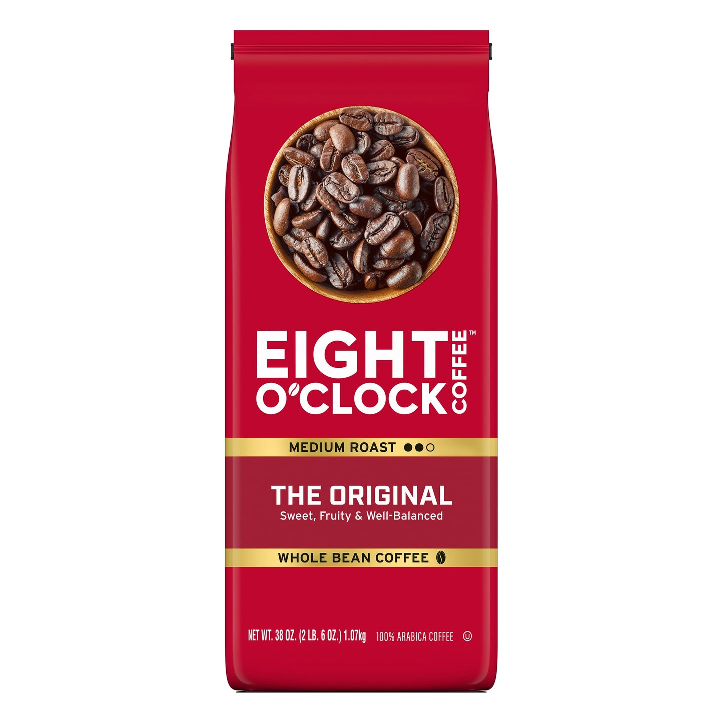 Eight O'Clock Coffee The Original, Medium Roast Whole Bean Coffee, 100% Arabica, Kosher Certified, 38 Ounce (Pack of 1)