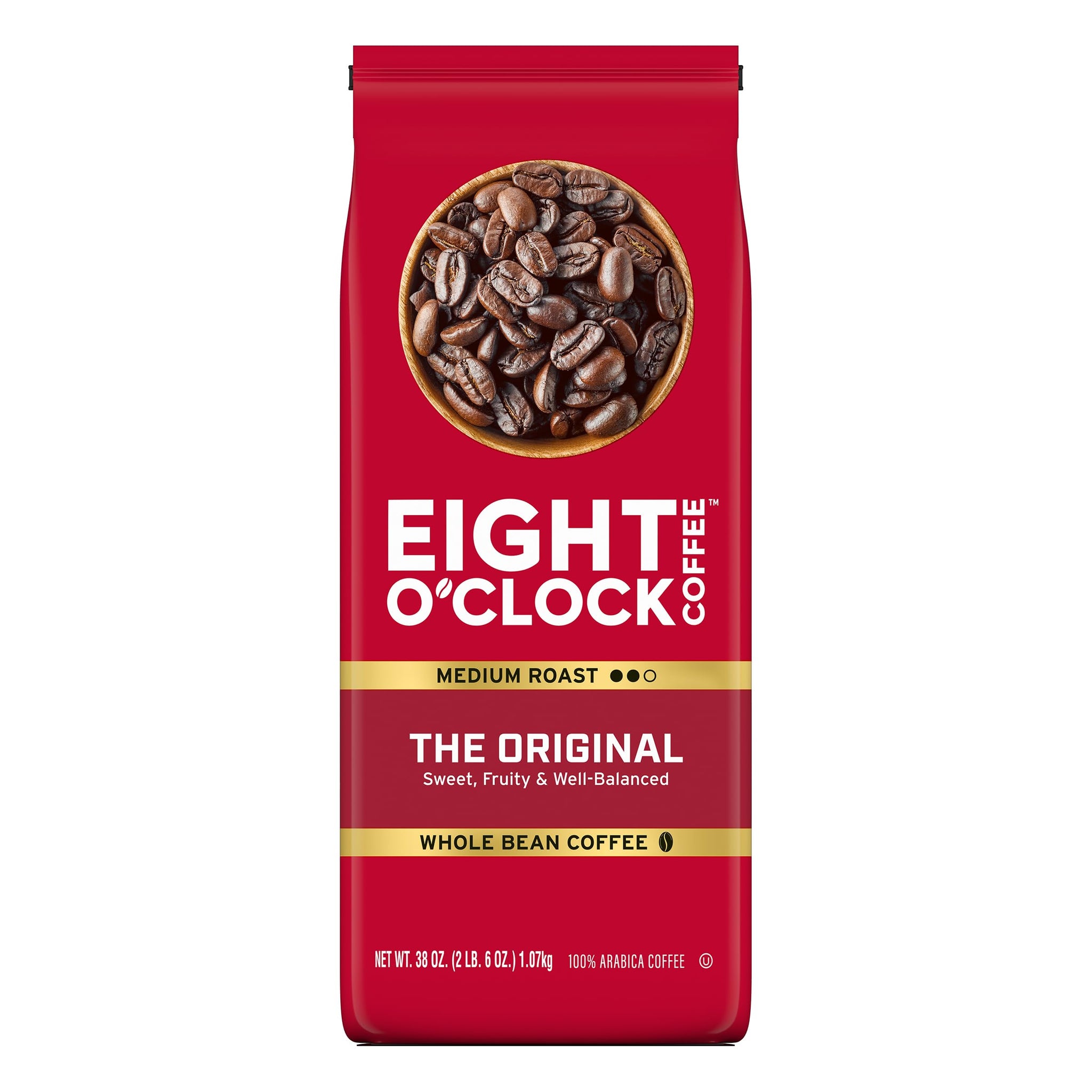 Eight O'Clock Coffee The Original, Medium Roast Whole Bean Coffee, 100% Arabica, Kosher Certified, 38 Ounce (Pack of 1)