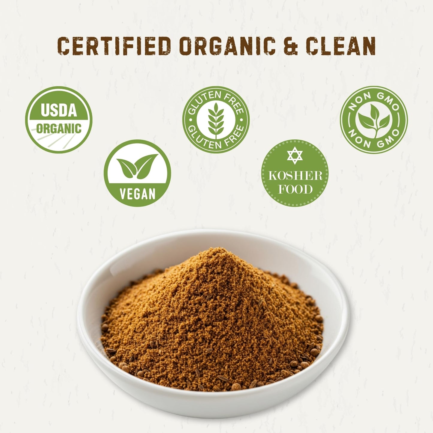 Organic Cumin Powder 15.52 oz - Ground Cumin for Cooking & Seasoning - USDA Organic, Gluten Free, Non-GMO, Kosher - The Holly Tree