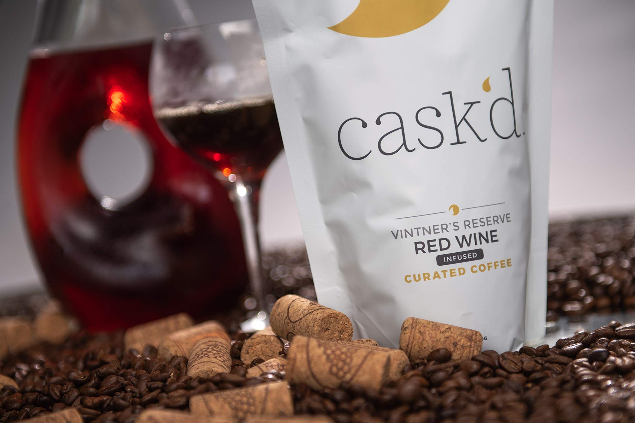 Cask’d Vintners Red Wine Infused Coffee - Made from Single-Origin Medium Roast Brazilian Coffee Beans with Full-Bodied California Cabernet - Ideal