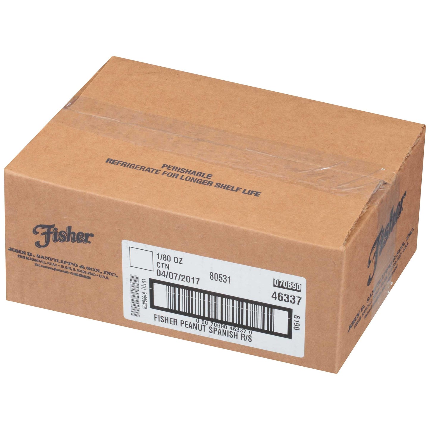 Fisher Spanish Peanuts, Whole, Roasted and Salted, 5-Pound Package