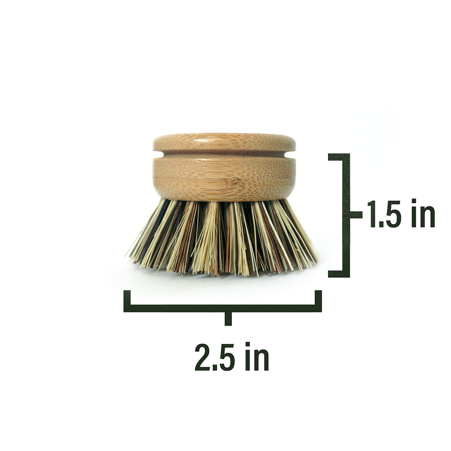 Larga Vitae 6 pcs Wooden Dish Brush Replacement Heads Made of Renewable Bamboo Wood and Natural Bristle Fiber, Durable, Long Lasting (Palm/Coconut