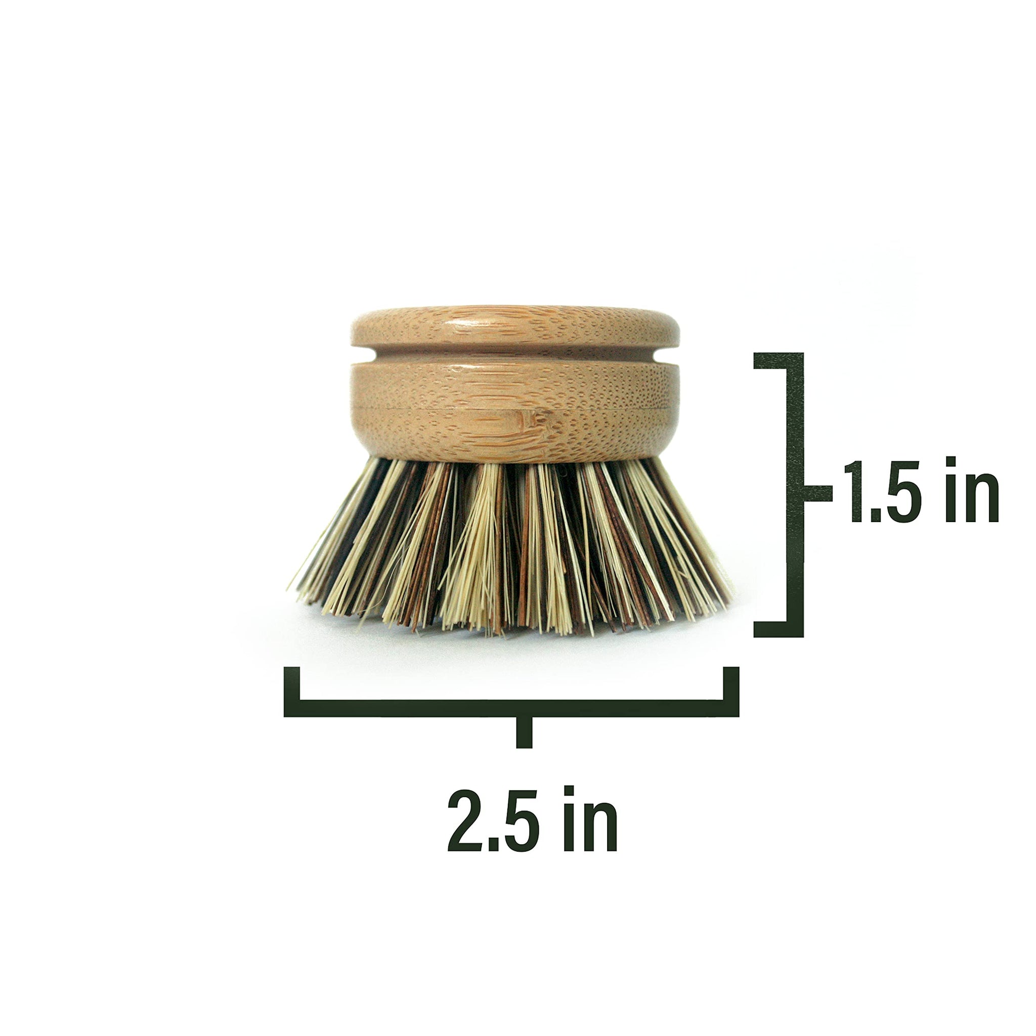 Larga Vitae 6 pcs Wooden Dish Brush Replacement Heads Made of Renewable Bamboo Wood and Natural Bristle Fiber, Durable, Long Lasting (Palm/Coconut
