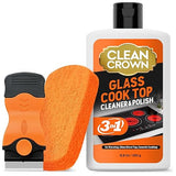 CleanCrown 3-in-1 Cooktop Cleaner Kit (8.8 Oz Cooktop Cleaner + Scrubbing Pad + Scraper), Stovetop Cleaner for Electric Top Stoves, Ceramic Cooktops