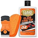 CleanCrown 3-in-1 Cooktop Cleaner Kit (8.8 Oz Cooktop Cleaner + Scrubbing Pad + Scraper), Stovetop Cleaner for Electric Top Stoves, Ceramic Cooktops