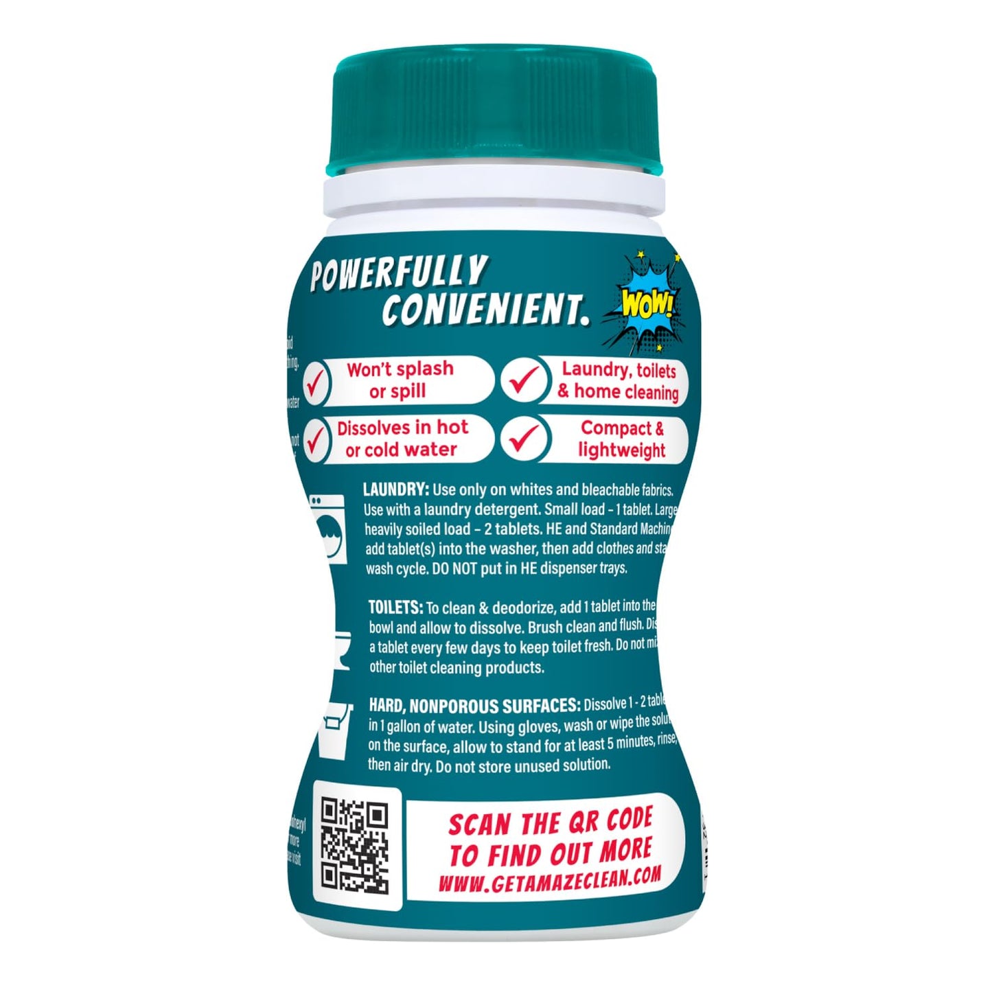AMAZE Ultra Concentrated Bleach Tablets [32 tablets] - Meadow Scent - for Laundry, Toilet, and Multipurpose Home Cleaning. No Splash Liquid Bleach