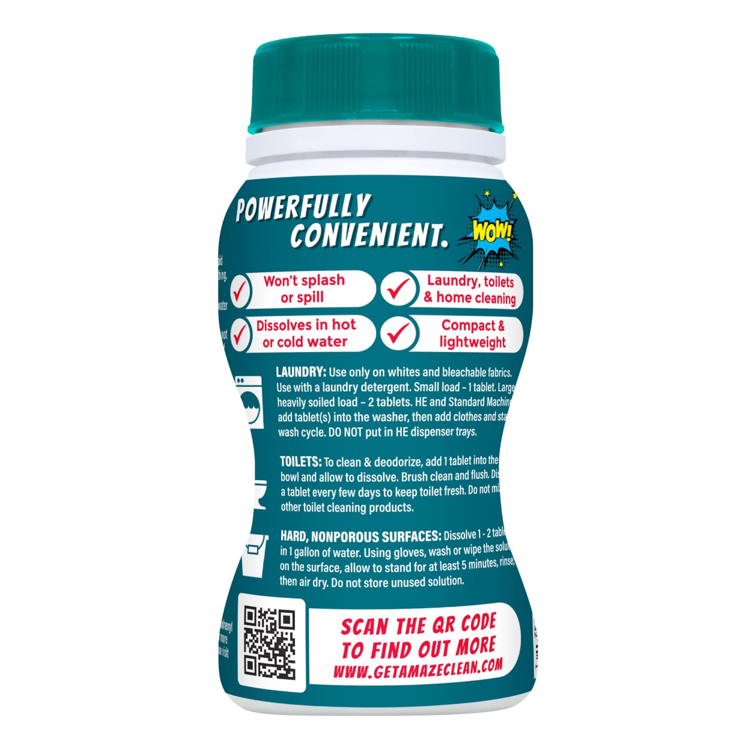 AMAZE Ultra Concentrated Bleach Tablets [32 tablets] - Meadow Scent - for Laundry, Toilet, and Multipurpose Home Cleaning. No Splash Liquid Bleach