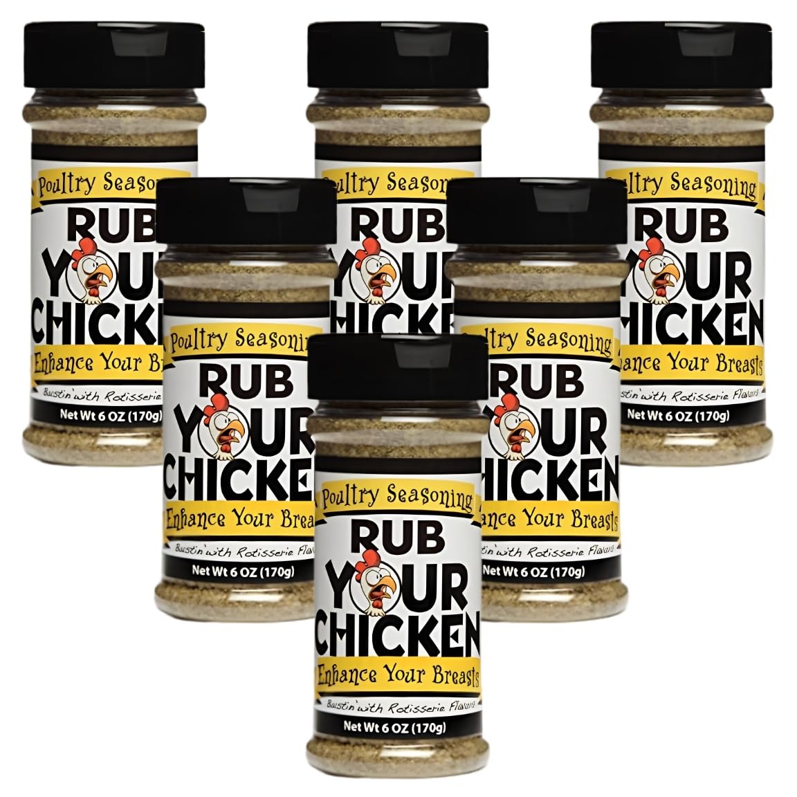 Rub Your Chicken (6oz) - Versatile Steak Seasoning and Brisket Rub - Danos Style Dry - Flavorful Blend for Pizza Cheese Toppings - Pack of 6