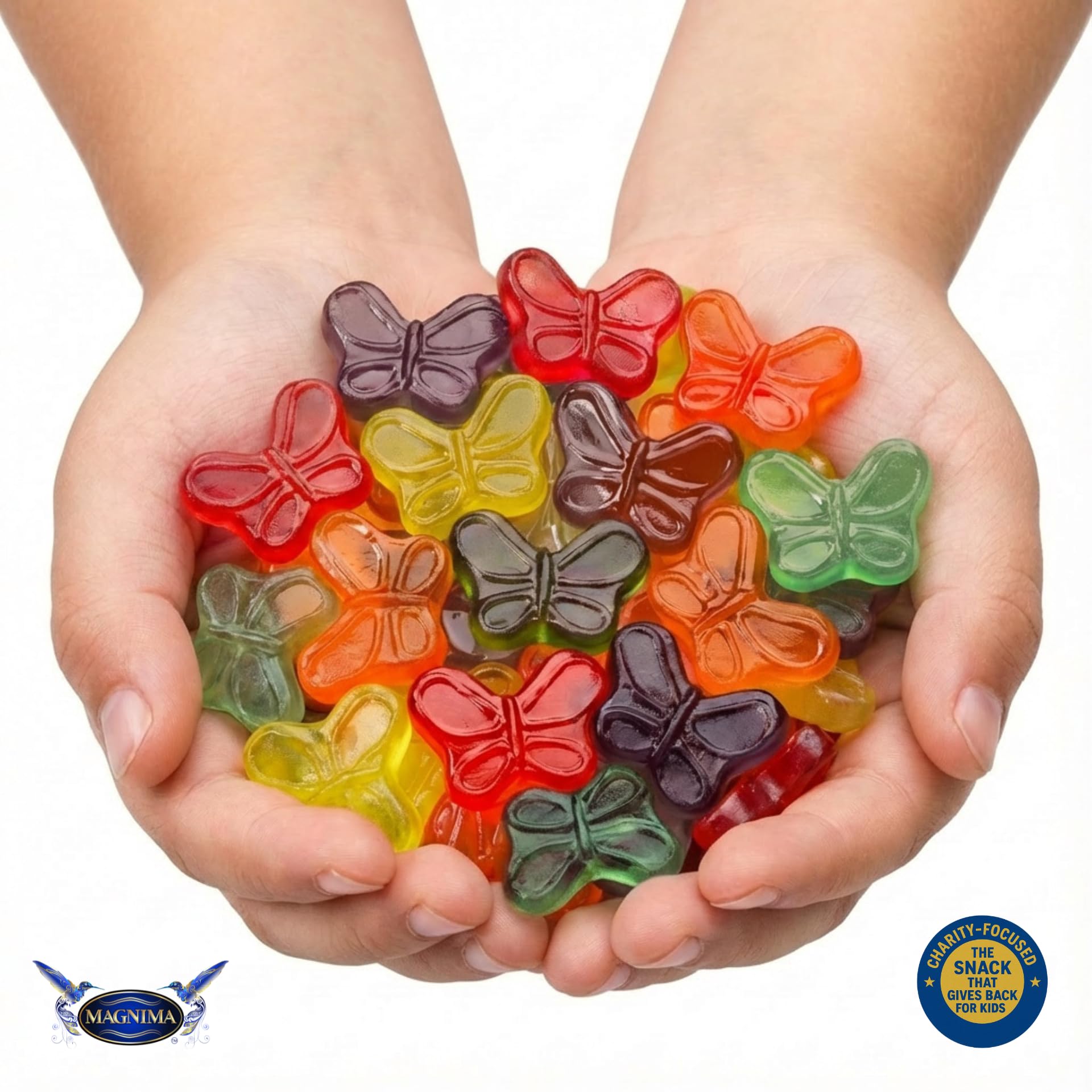 Butterfly Gummies ? Assorted Fruit Flavors ? Gluten-Free, Fat-Free, Soft & Chewy Texture ? Fun Gourmet Snack ? 12oz Resealable Pouch