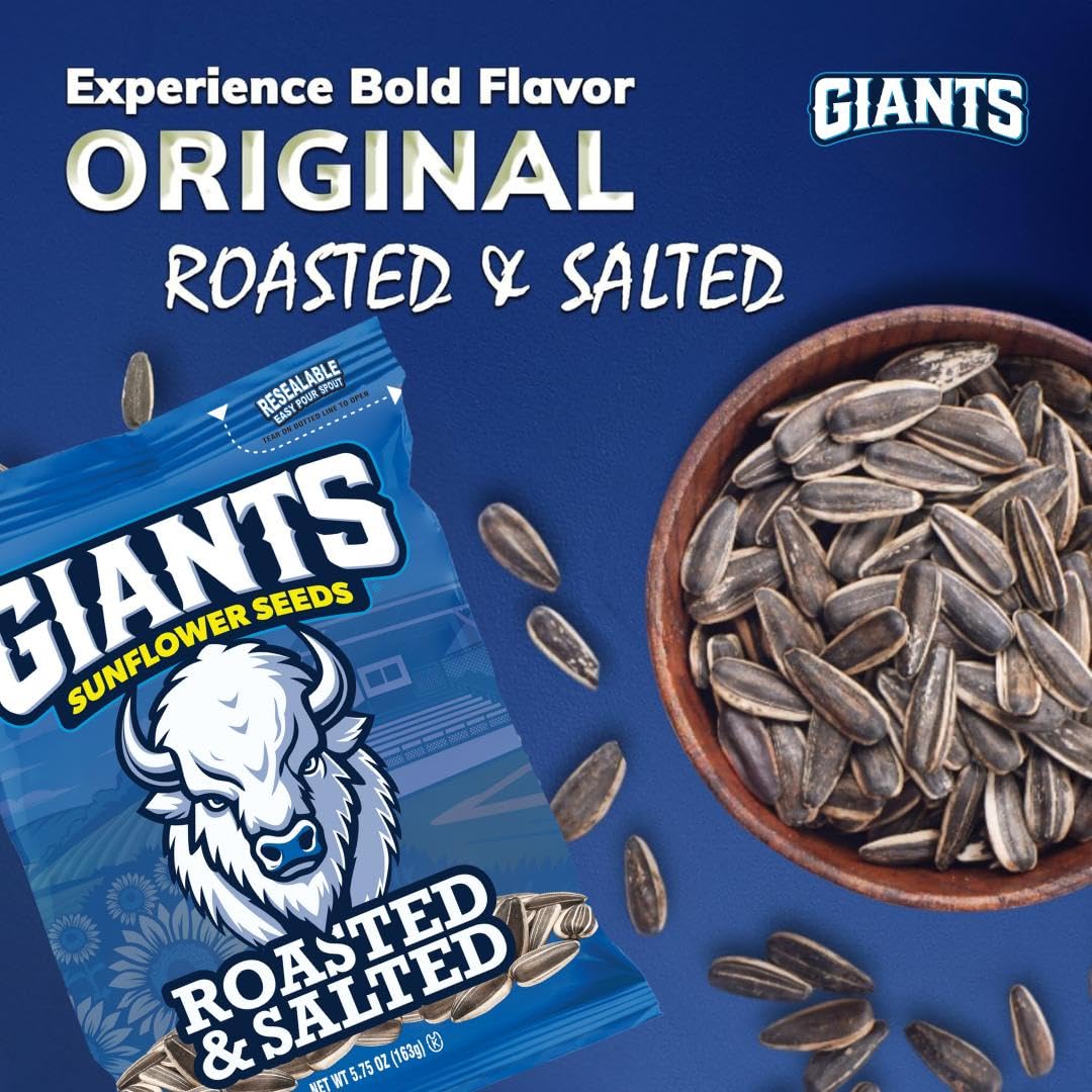 GIANTS Original Sunflower Seeds - Sunflower Seeds to Eat, Sunflower Seeds Bulk, Lightly Salted Sunflower Seeds for Eating, High Protein Snack - 5.75