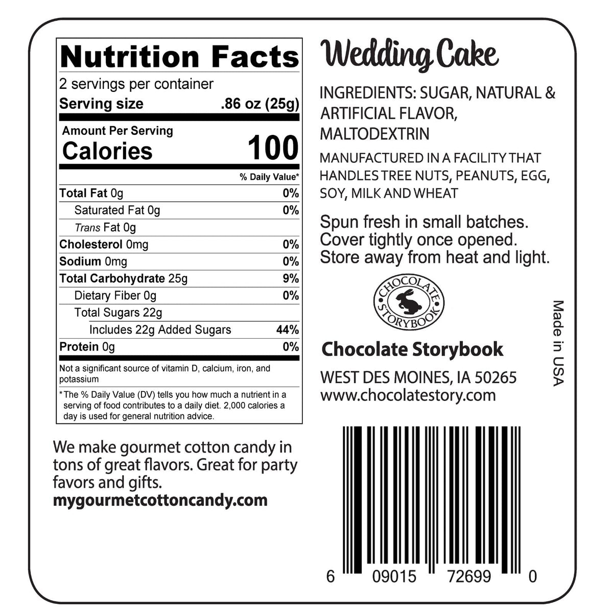 Wedding Cake Gourmet Flavored Cotton Candy (36 Pack) - Unique Idea for Holidays, Birthdays, Gag Gifts, Party Favors…