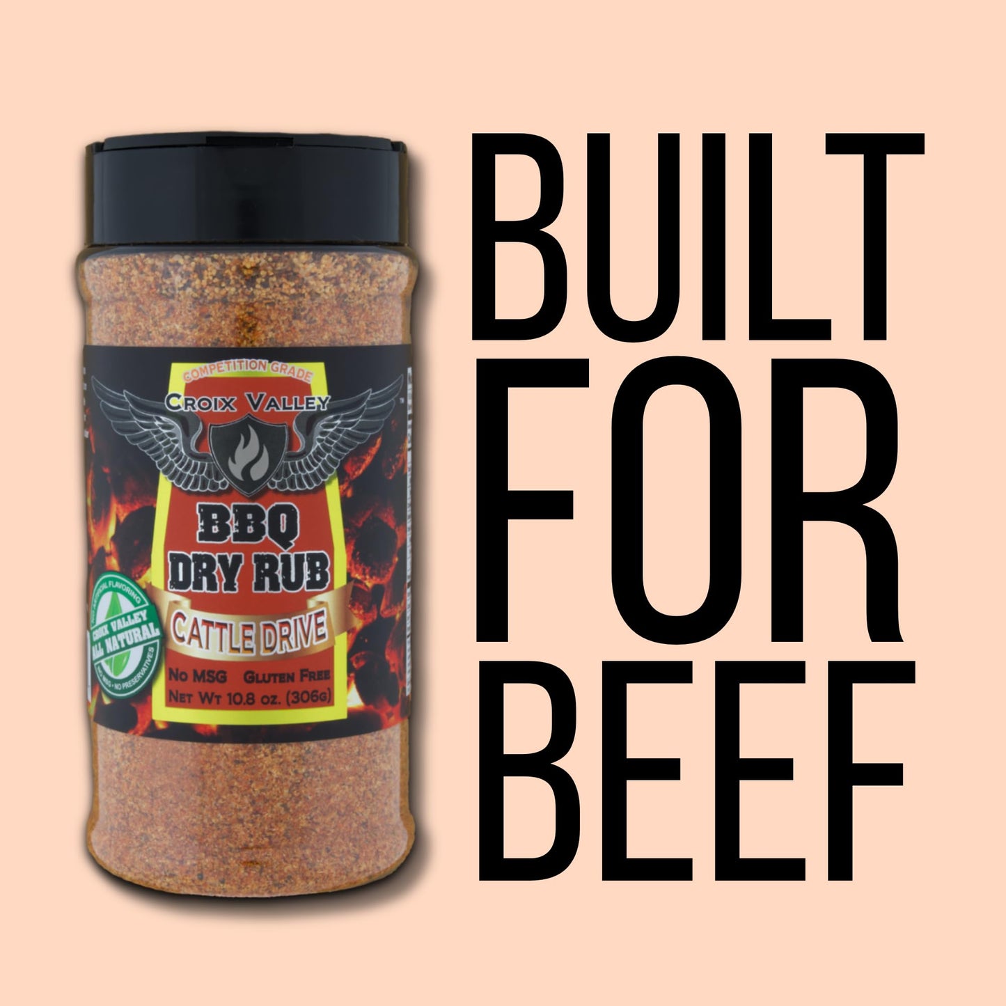 Croix Valley Cattle Drive BBQ Dry Rub - 3 Pack (10.8 oz Plastic Shaker Bottle) - Savory Umami with Subtle Sweet Heat - Gluten-Free, No MSG