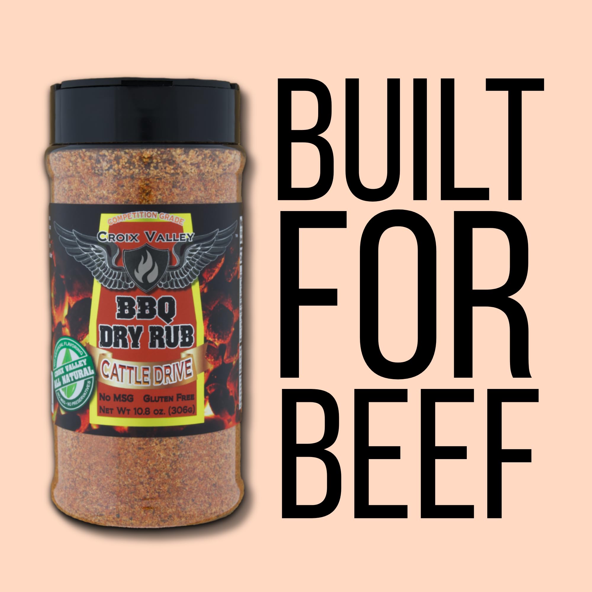 Croix Valley Cattle Drive BBQ Dry Rub - 3 Pack (10.8 oz Plastic Shaker Bottle) - Savory Umami with Subtle Sweet Heat - Gluten-Free, No MSG