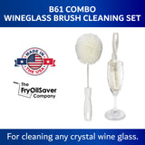 Set of 2 Crystal Stemware & Goblet Glass Cleaning Brush Kit - Non-Scratch Foam Wine Glass Brushes for Washing Glasses, Decanter, Mug, Stemware