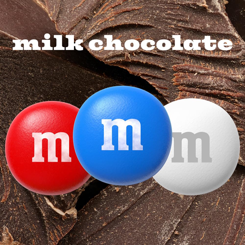 M&M'S Milk Chocolate Red, White & Blue Summer Candy, Party Size, 38 Oz Resealable Bulk Bag