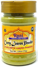 Rani Curry Leaves Powder (Kari Neem Patha) Indian Spice 2.4oz (70g) PET Jar ~ All Natural | Vegan | Gluten Friendly | NON-GMO | Indian Origin