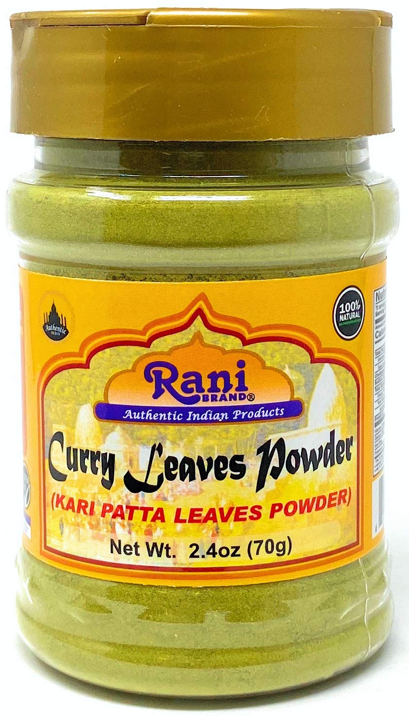 Rani Curry Leaves Powder (Kari Neem Patha) Indian Spice 2.4oz (70g) PET Jar ~ All Natural | Vegan | Gluten Friendly | NON-GMO | Indian Origin