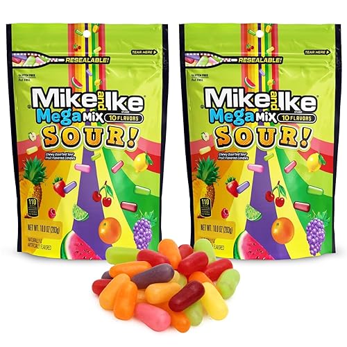 Mike and Ike Mega Mix Sour Candy, 2 Pack of Movie Theater Candy Boxes 10 OZ Each, Ideal for Your Favorite Films, Perfect Theater Box Candy for Sharing