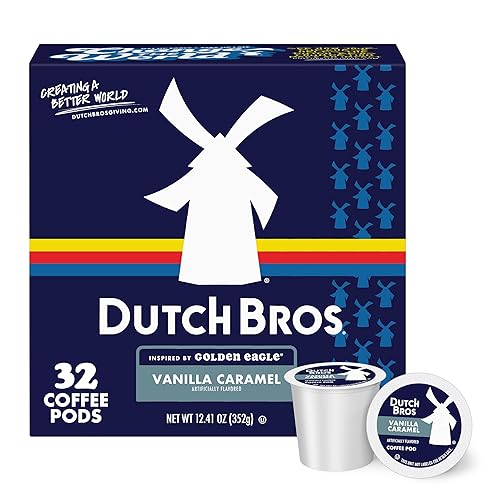 Dutch Bros Vanilla Caramel Flavored Coffee Inspired by Golden Eagle®, 32 Count, Medium Roast, Single Serve Coffee Pods for Keurig K-Cup Brewers