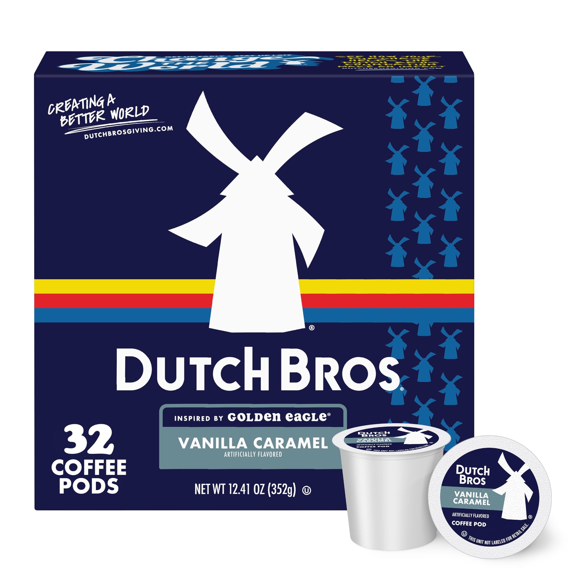 Dutch Bros Vanilla Caramel Flavored Coffee Inspired by Golden Eagle®, 32 Count, Medium Roast, Single Serve Coffee Pods for Keurig K-Cup Brewers