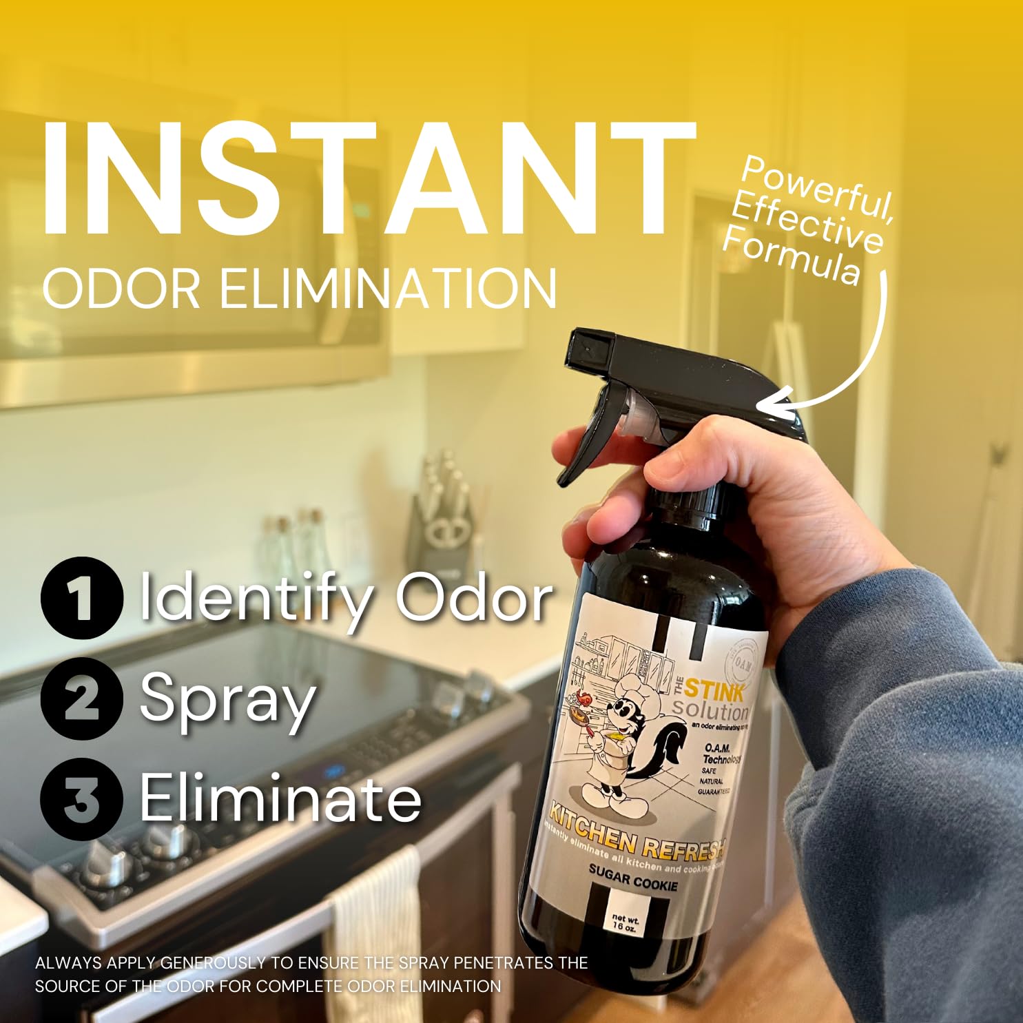 The Stink Solution Kitchen Odor Eliminator For Strong Odor: Garbage Can & Refrigerator Deodorizer, Cooking & Trash Smell Remover 1 16 oz Bottle (Sugar