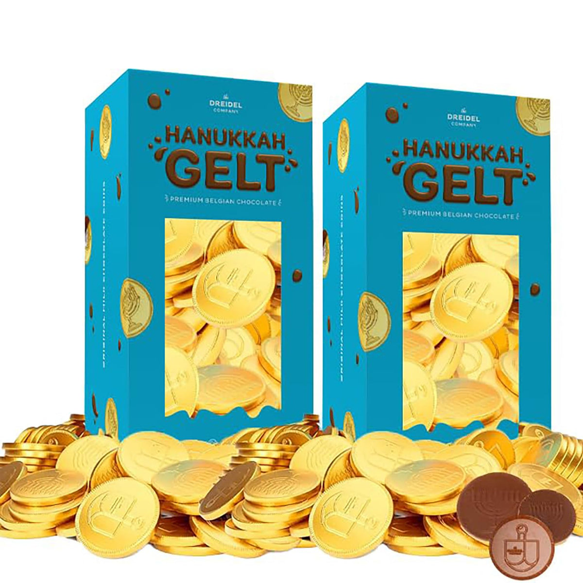 Hanukkah Chocolate Gelt, Nut-Free, Belgian Milk Chocolate Coins, Kosher Chanukah Gelt (2 Pounds)