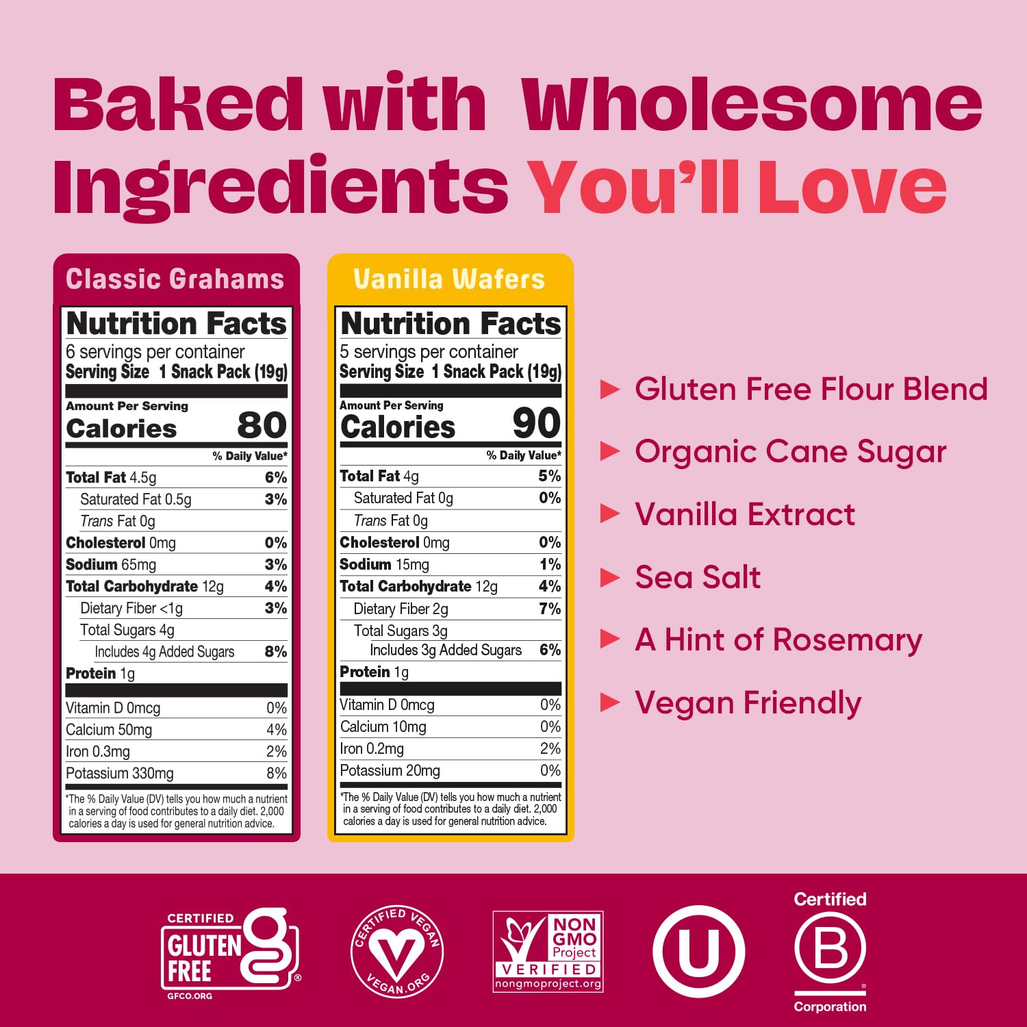 Gluten Free Partake Mini Classic Graham Crackers & Vanilla Wafer Cookies Variety Pack - Vegan - Free From the Top 9 Allergens Including Dairy, Wheat
