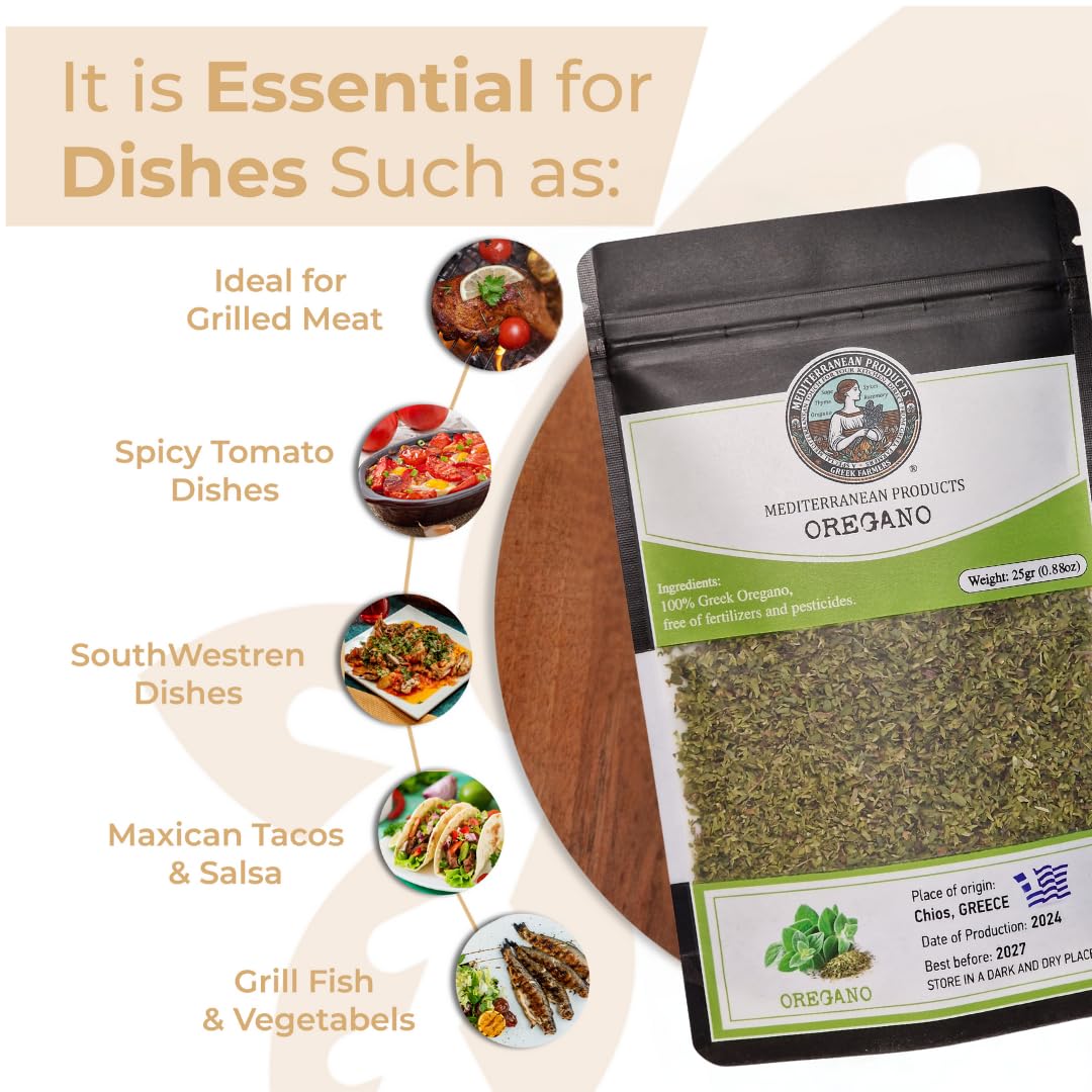 Mediterranea Products Greek Oregano - Traditionally Dried & Hand-Picked Premium Oregano Leaves - 100% Natural Dried Oregano Direct from Greek Farmers