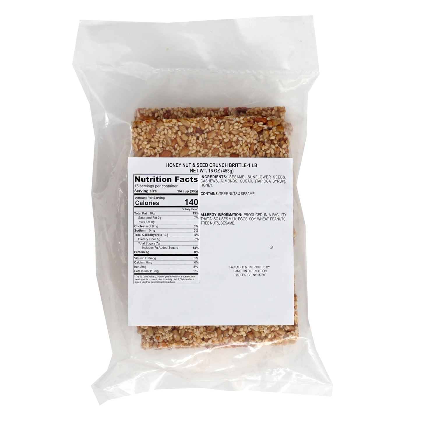 Honey Nut & Seed Crunch Brittle, 1 Pound Bulk Bag, The Hampton Candy Company