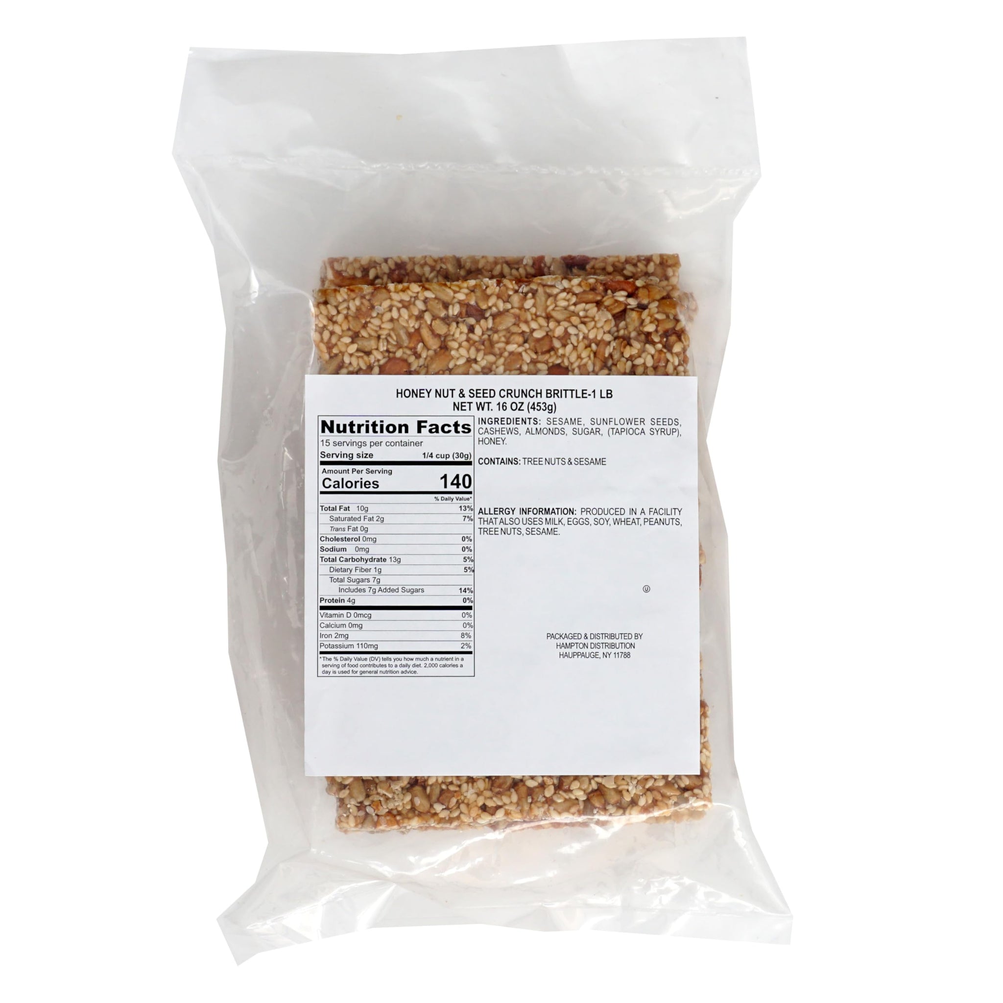 Honey Nut & Seed Crunch Brittle, 1 Pound Bulk Bag, The Hampton Candy Company