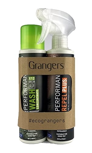 Grangers Performance Wash (10 oz Concentrate) Bottle and Performance Repel Plus Reproofing (9.3 oz) Spray Twin Pack