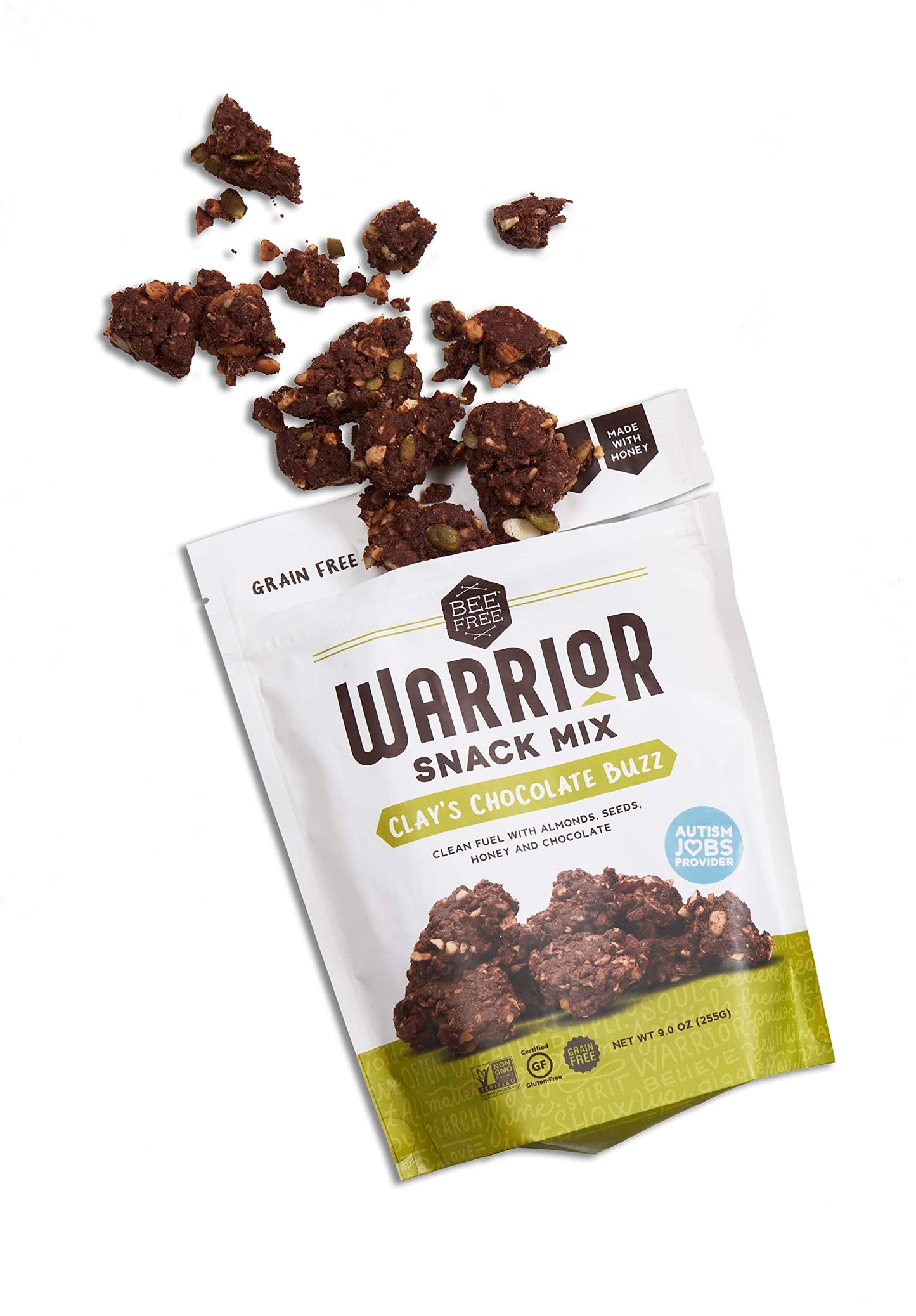 BeeFree Warrior Mix Gluten Free Granola - Chunky Granola Bites | Paleo Granola, Low Carb, Grain Free, Preservative Free, Oat Free | Granola