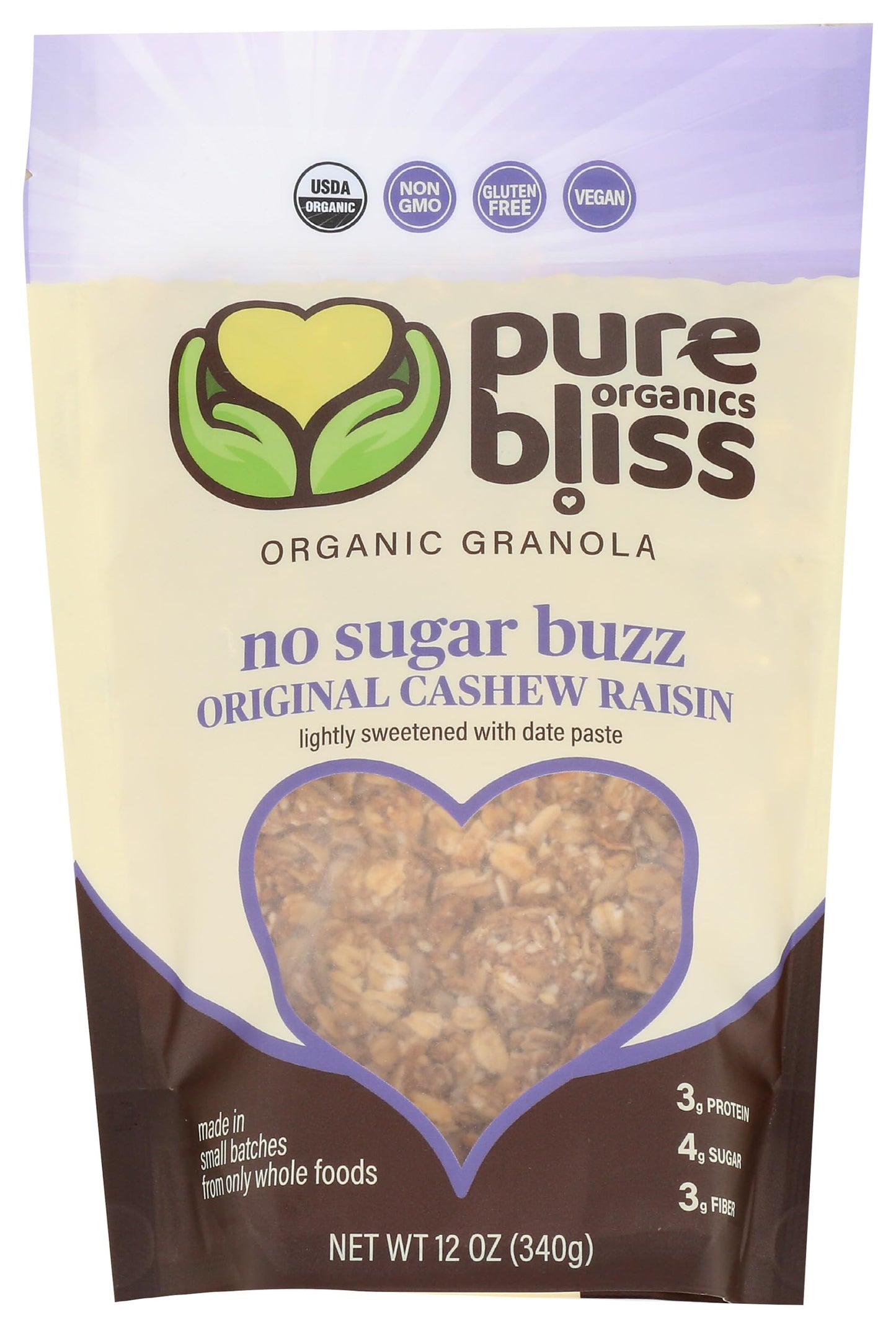Pure Bliss Organics, Organic Cashew Raisin Granola, 12 Ounce