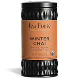 Tea Forte Winter Chai Premium Loose Leaf Caffeine-Free Herbal Tea Blend Canister, Makes 35-50 Cups, Round Canister