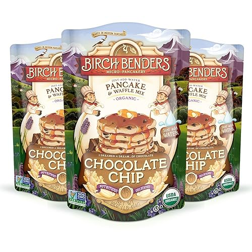 Birch Benders Organic Pancake and Waffle Mix, Non-GMO, Chocolate Chip, 16 Oz (Pack of 3)