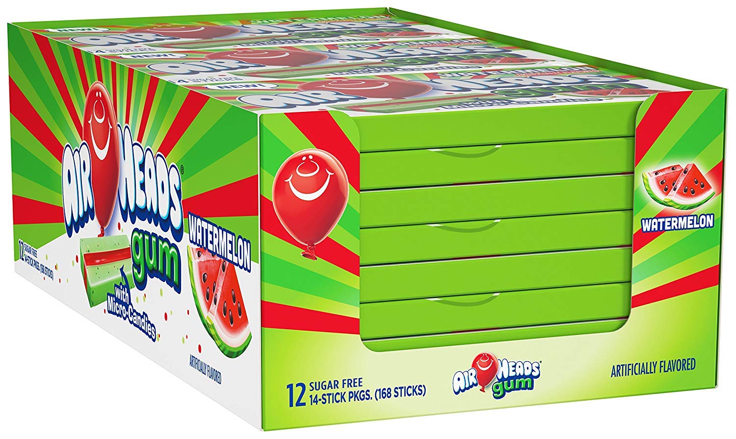 Air Heads Gum With Micro-Candies Watermelon 12 Count Sugar Free