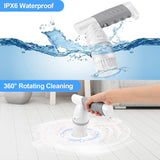 Electric Spin Scrubber, Shower Scrubber with Handle, Waterproof Portable Bathroom Cleaner Brush, Cordless Electric Cleaning Brush with 5 Replaceable
