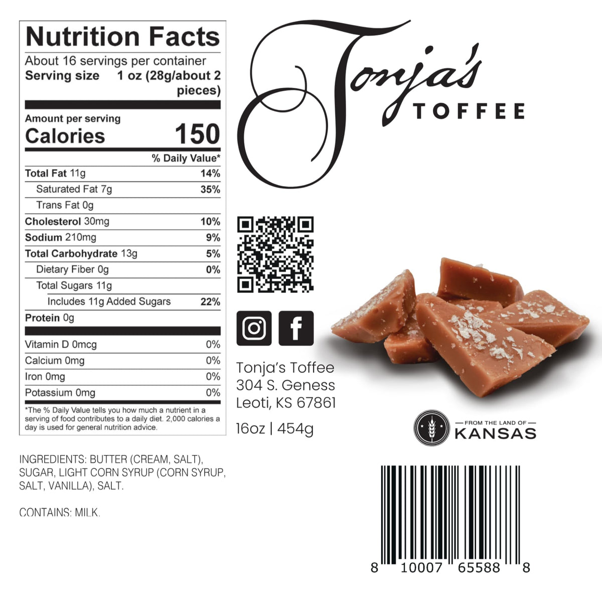 Tonja's Toffee Milk Chocolate Almond Toffee 4oz, 8oz, 16oz | Handcrafted | Small-Batch | Gluten-Free | Dye-Free | Made in USA | Family Owned