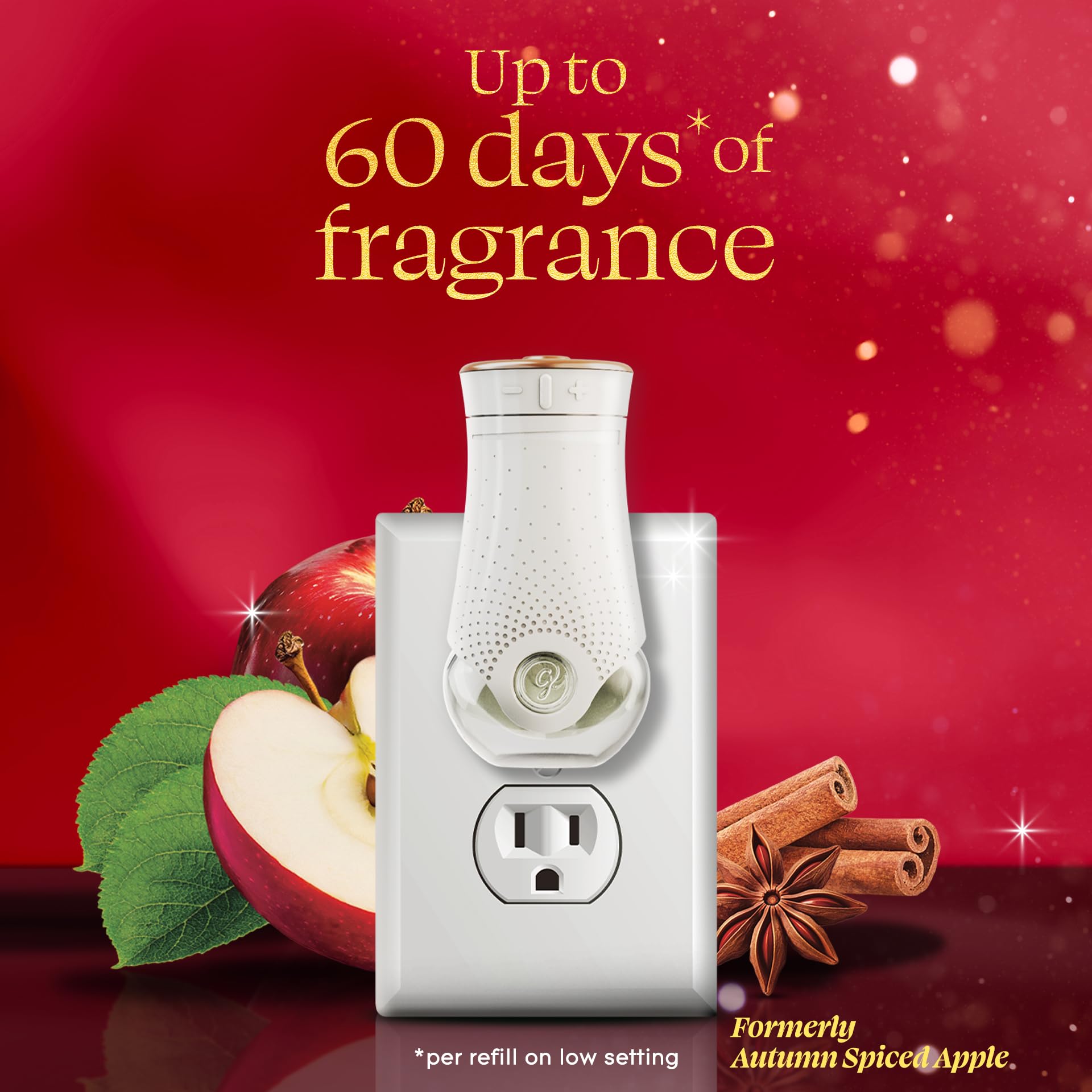 Glade PlugIns Scented Oil 2 Refills, Air Freshener, Warm Apple & Spices, 1.34 fl oz, Pack of 2