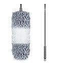 Microfiber Feather Duster, 110 Inch Extendable Telescoping Pole Duster with Bendable Washable Head, Long Handle Cleaning Duster for Ceiling Fan, High