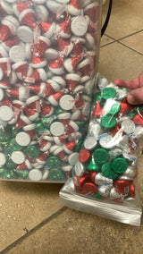 Candykrave Hersheyy's Festive Kisses Chocolate candy - 2LB (200 pcs) Bulk christmas chocolate Candy - Delicious Red, Green & Silver Foil Bulk