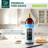 Soeos Fish Sauce, 16.9 fl oz (500ml), Savory Flavor, Premium Fish Sauce for Cooking, Crafted for Dressings and Marinades, Naturally Fermented for Rich