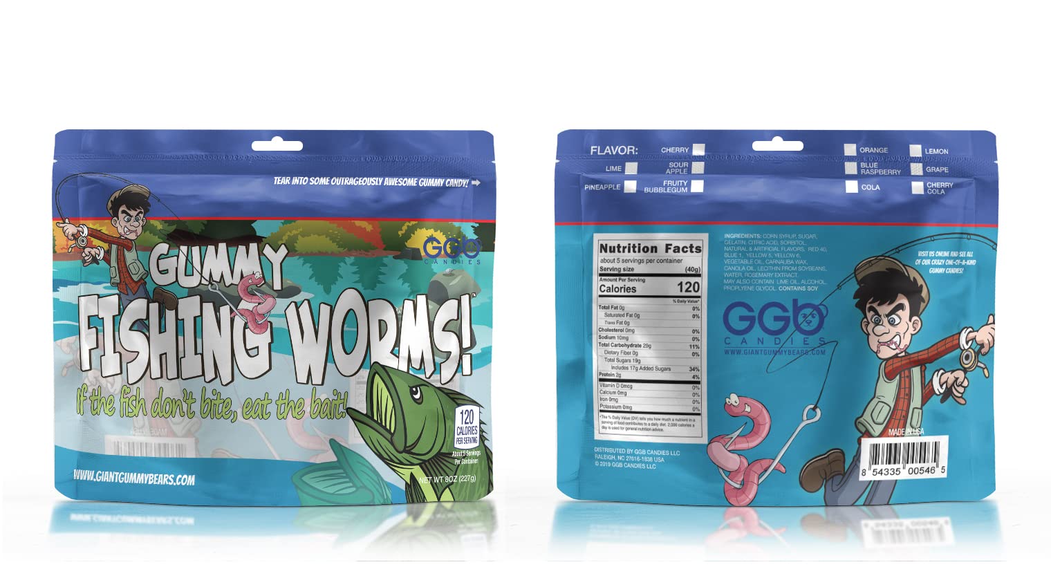 Gummy Fishing Worms - Reel-In Flavorful Fun with GGB Candies! You'll Fall for this Candy Experience, Hook, Line, and Sinker! (Grape)