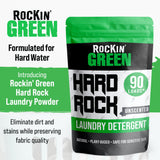 Rockin' Green Hard Rock Laundry Detergent for Hard Water (90 Loads), Plant based, Natural Laundry Detergent Powder, Biodegradable Odor Fighter, Safe