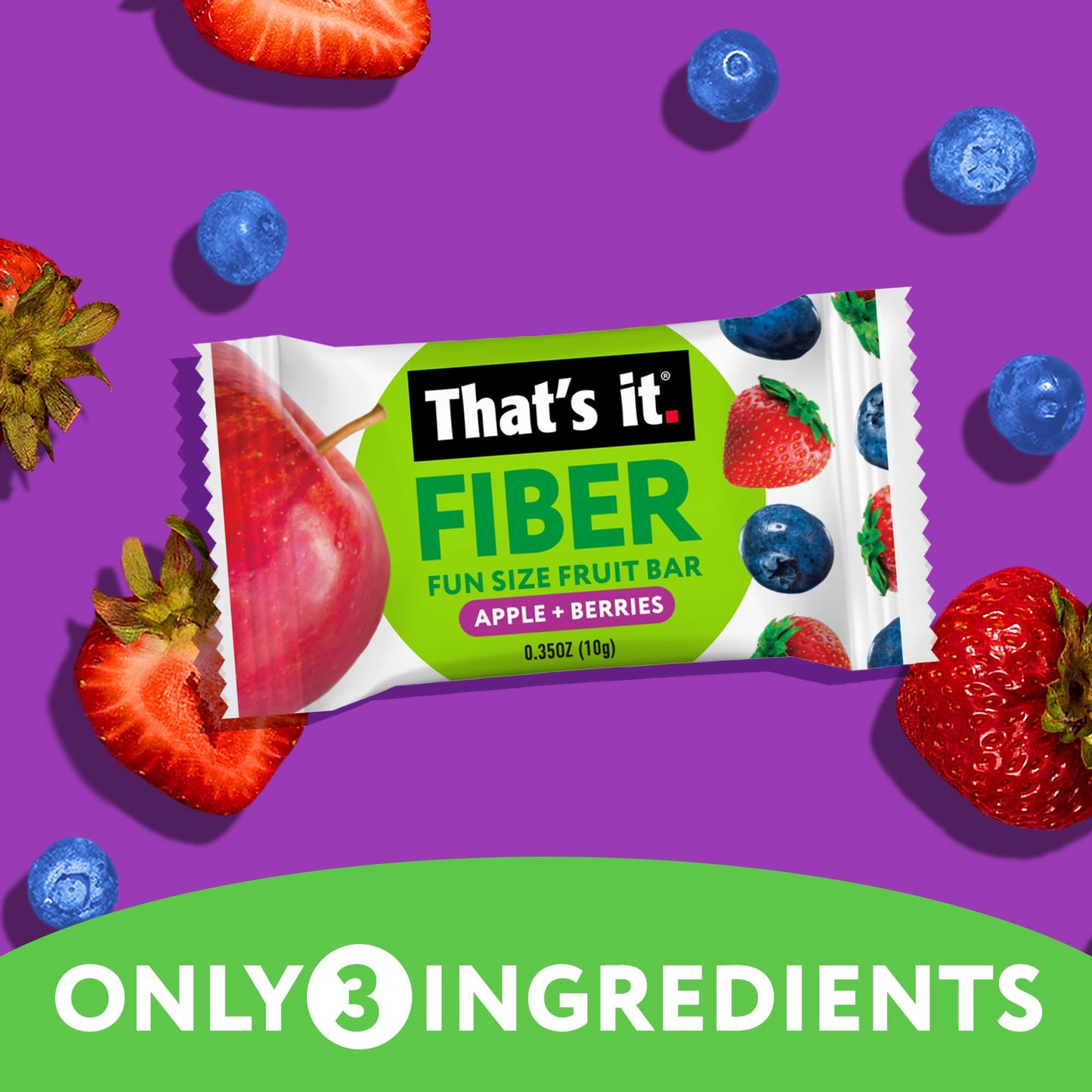 That’s it. Fiber Snacks for Kids - Fiber Fun Size Fruit Bar Variety Pack (Mixed Berries + Banana), 4g Fiber from Fruit per 2 Bars, No Added Sugar, 2-4